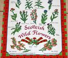Vintage Tea Towel Scottish Wildflowers Red Floral Made In Scotland 30 X 19