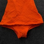Vintage 1940s Darlene Colorblock Textured Knit One Piece Swimsuit Size 16 Orange