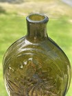 Antique Pint Cornucopia   Urn Flask Giii-7 Olive Green Open Pontil C  1825   1850