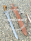 Custom Handmade Carbon Steel Moro Kris 2 Philippines Sword With Leather Sheath