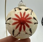 Vintage Red Star Flower Ornament Glass Plastic Cap Christmas Bulb West Germany