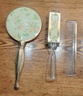 Vintage Aljen Mfg Corp Nyc Vanity Dresser Set Mirror Brush Comb Original Box