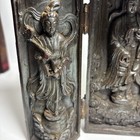 Vintage Portatal  Detailed 3 Panel Carved Triptych Holy Foldable Buddhist Shrine