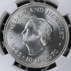1970 Netherlands Liberation Anniversary 10 Gulden Ngc Ms64 Lot mk116 Silver 