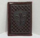 Vintage Italian Embossed Leather Book Cover W florentine Lion   Fleur-de-lis