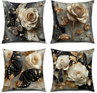 Golden Flower Throw Pillow Covers 18x18 Inch  Set Of 4 Butterfly Pillow Cover   
