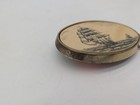 Vtg 1983 Barlow Solid Brass Scrimshaw Style Nautical Sailboat Solid Brass