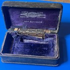 Vintage Gillette New Standard Gold Tone Safety Razor Case W  Blue Blades Usa 