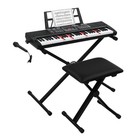 Glarry 61 Keys Full Size Electric Keyboard Piano With Bench  Stand headphone