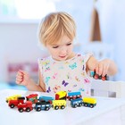Joqutoys 12 Pcs Wooden Train Cars  Train Toys Magnetic Set Includes 3 Engines   