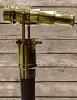 Nautical Wood Cane Telescope Walking Stick Hidden Spy Brass Handle Rustic Vin   
