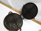 Antique Cast Iron Waffle Iron Low Base No  10 Size Fleur De Lis