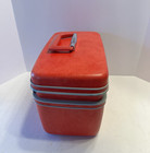 Vtg Samsonite Silhouette Red Hard Shell Overnight Train Case W  Mirror