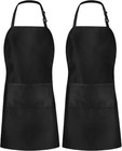 2 Pack Apron Commercial Restaurant Home Bib Kitchen Aprons With 2 Pockets  Black