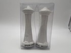 Vintage Mcm Seattle Space Needle Ceramic Porcelain Salt   Pepper Shaker Set