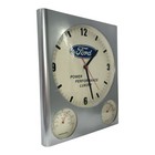 Ford Wall Clock  power Performance Luxury  W  Thermometer Tested Works 13 x11  