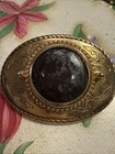Vintage Western Belt Buckle With Black Stone Heavy Brass 3 5    Made In The Usa