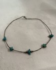 Sterling Silver 5 Turquoise Chocker Necklace Navajo Style Southwest Vintage 15   