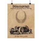 Vintage Indianapolis Ink Poster - Indy 500 Racing History Wall Art Print Gift