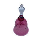 Vintage Pilgrim Glass Cranberry Bell Hand Blown Art Glass Clear Handle