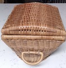 Vintage Wicker Sewing Basket 1970 s Flowered Interior  See Photos   Read