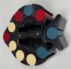 Vintage Poker Chip Carousel Caddy W  Chips Black Marbled Plastic Revolving Holde