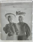 Antique Glass Photo Negative  Two Hats Strike A Pose - With Owners Attached