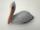 John J Madison Hand Carved Painted Gray   White Wood Pelican  3 x 5 