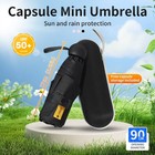 Mini Travel Umbrella Uv Protection Upf 50  Compact Pocket Sun Rain 6 7in w case