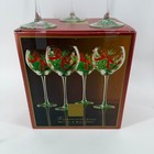 Lenox Handpainted Gems Christmas Balloon Wine Glass Set Of 4 Crystal Holly Bows