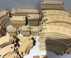 Lot Of 250 Wooden Pieces Thomas Train Track Curved Straight Bridges Ascending