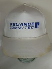 Vintage 1990s Reliance Comm tec Power Advertising White Snapback Hat Rope Cap