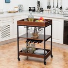 3 Tier Trolley Cart Kitchen Island Serving Bar Cart With Glass Holder  Wine Rack