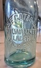 S f  Gates Co Blob Beer Bottle Racine Wis  Milwaukee Lager  Stopper  Teal Aqua