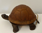Vintage Cast Iron Metal Glass Turtle Table Lamp Amber Works 