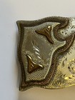 Nickel Silver Cowboy Belt Buckle Vintage   Etched Western Design