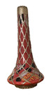 Antique Japanese Meiji Awaji Art Pottery Vase W silver Basketweave Overlay