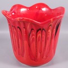 Vintage Mcm California Pottery Usa 1065 Red Orange Drip Glaze Scalloped Planter