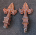 Lot Of 2 Vintage Cast Iron Pointed Fleur De Lis Finial Fence Post Topper  1952 
