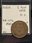 Korea 5 Fun 1898  Year 2  Km-1116  Medium Characters  Original Au Grade  A4