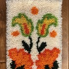 Vtg Floral Mid-century Color Latch Hook Rug Shag Wall Hanging Bright Retro 48x12