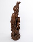 Large Vintage Chinese Deity Shou Lao Hand Carved Wooden Statue 27  Tall