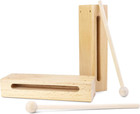 2-pack Beech Wood Percussion Blocks With Mallets Rhythm Instrument Set