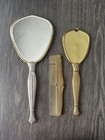 Vintage Vanity Dresser Set  Gold Tone  3 Piecemirror  Brush And Comb  Unbranded