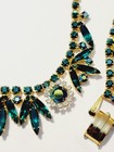 Vtg Emerald Green Navette Rhinestone Necklace Earring Bracelet Set Juliana Weiss