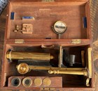 1800   s Antique W  Ladd London Brass Microscope In Box