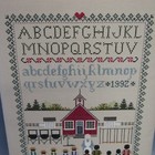 Vintage School House Cross Stitch Sampler Completed 12  X 17  Alphabet 1992