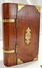 Euc Vtg Wooden Box Book W  Key Shaped Brass Fitting Rustic Patina Hidden Storage