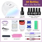 Gel Nail Polish Kit 60 Pcs With U V Light Soak Off Base Top Coat 55   
