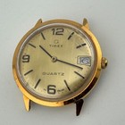Vintage Timex Quartz Watch Men Gold Tone Classic Style Analog  for Parts Repair